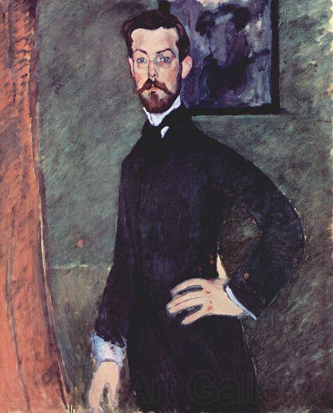 Amedeo Modigliani Portrat des Paul Alexanders vor gronem Hintergrund